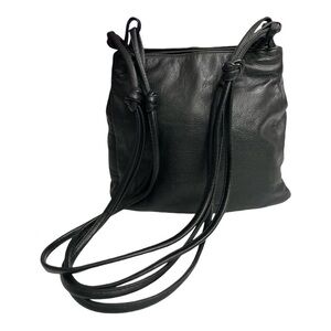 Vintage Saddle River Black Leather Handbag
Purse Knotted Shoulder Strap